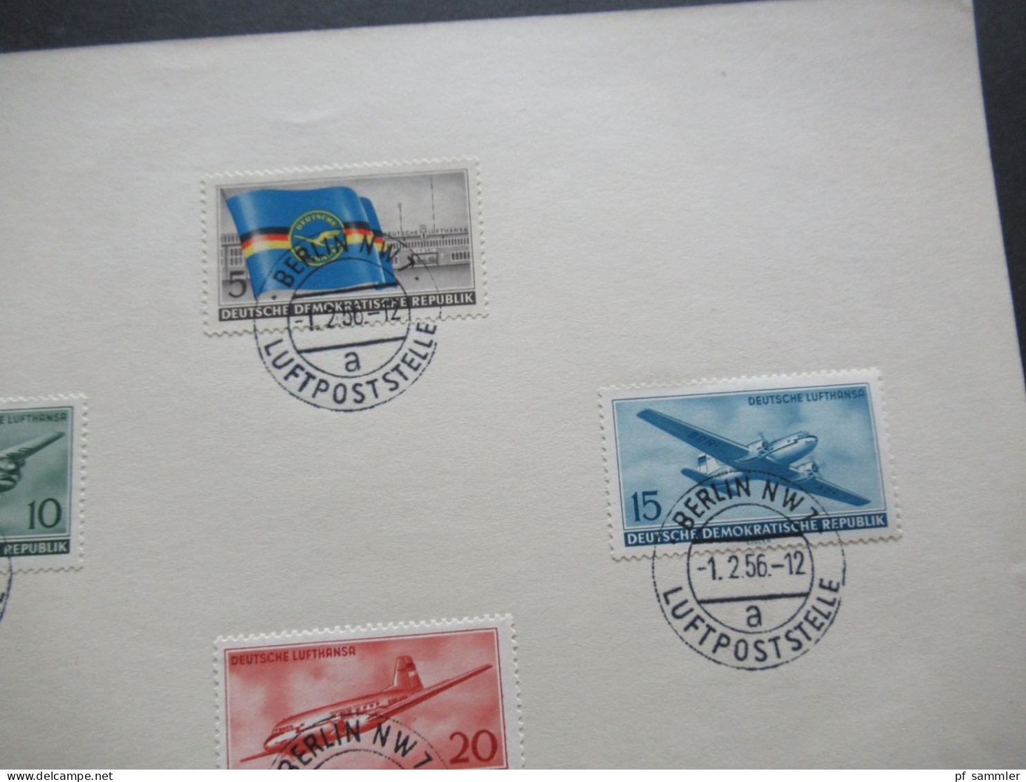 DDR 1956 Eröffnung Des Zivilen Luftverkehrs Mi.Nr.512 / 515 FDC Sonderstempel Berlin NW 7 Luftpoststelle / Blanko Blatt - Briefe U. Dokumente