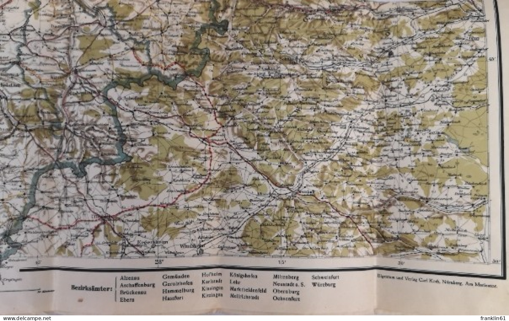 Dr. Kittels Ausflugskarte Von Unterfranken Und Benachbarten Gebieten. Maßstab 1 : 200 000. - Topographische Karten