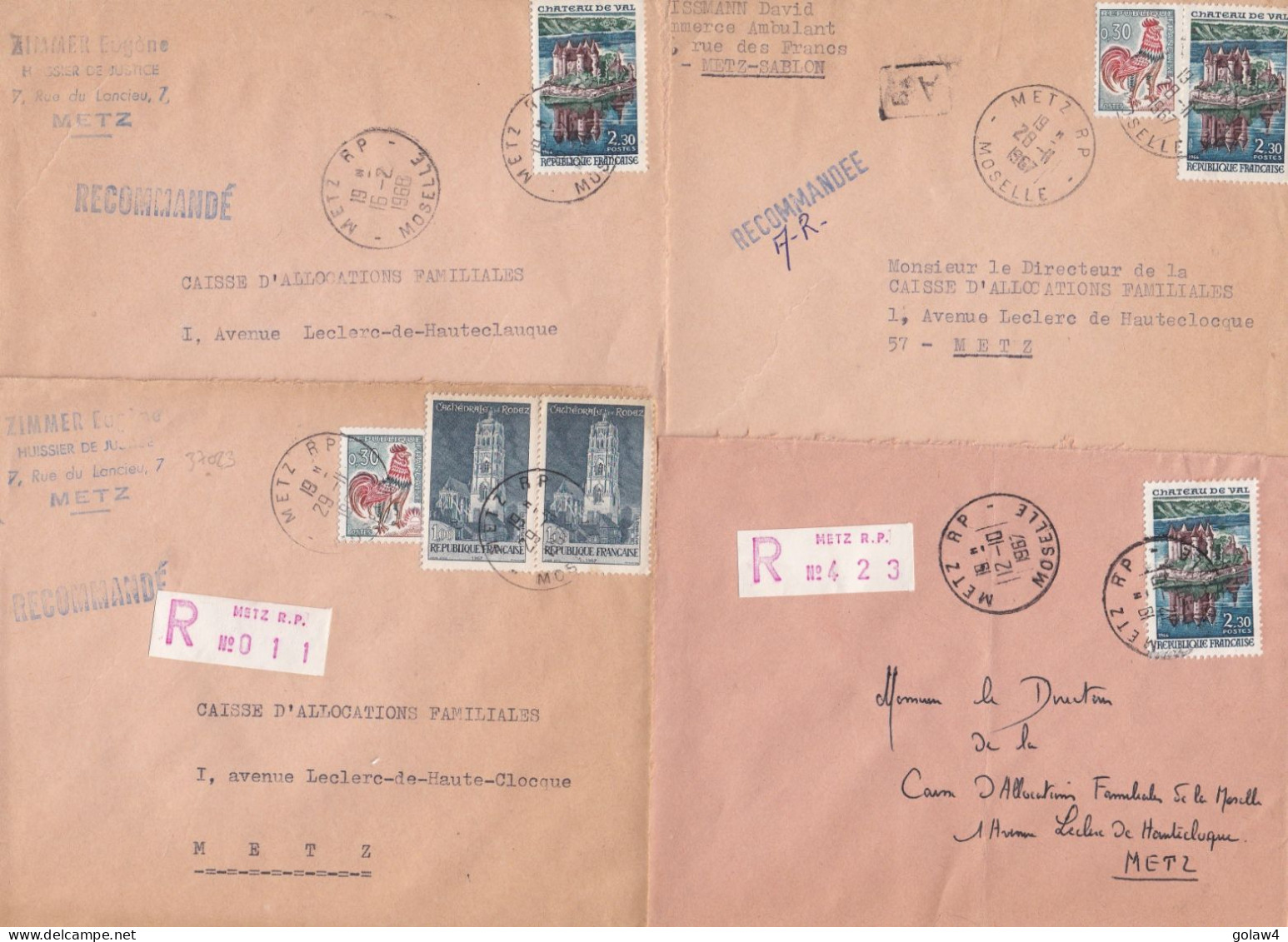 37023# LOT 14 LETTRES FRANCHISE PARTIELLE RECOMMANDE Obl METZ RP MOSELLE 1967 1968 Pour METZ 57 - Lettres & Documents