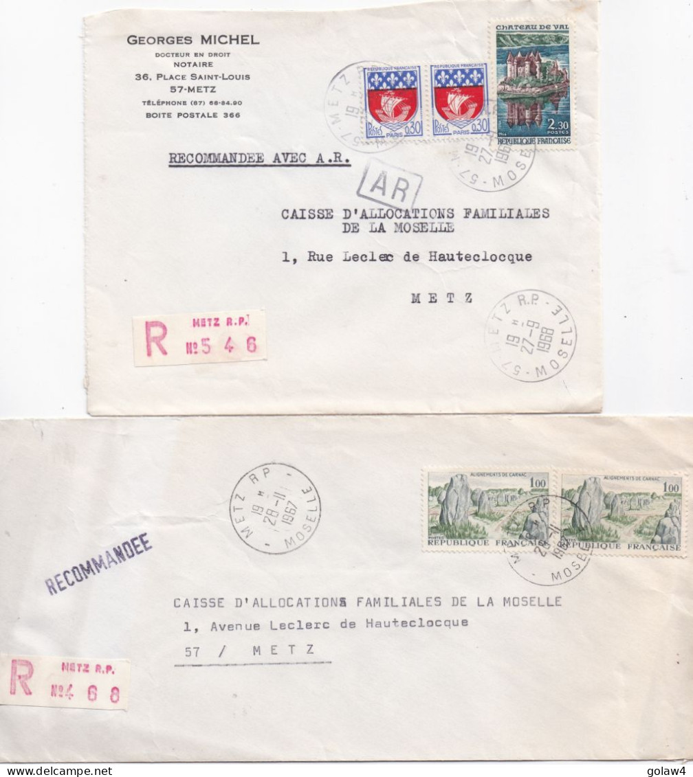 37023# LOT 14 LETTRES FRANCHISE PARTIELLE RECOMMANDE Obl METZ RP MOSELLE 1967 1968 Pour METZ 57 - Lettres & Documents