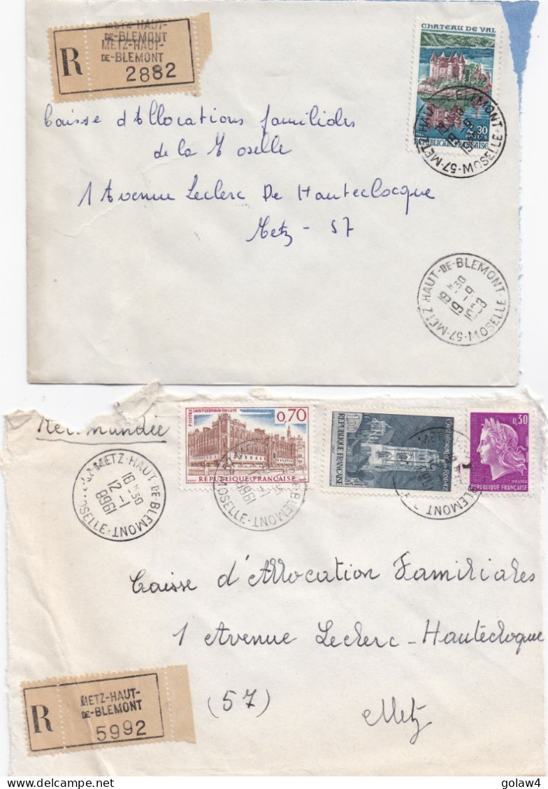 37025# LOT 9 LETTRES FRANCHISE PARTIELLE RECOMMANDE Obl METZ COMEDIE HAUT DE BLEMONT QUEULEU MOSELLE 1967 1968 Pour METZ - Briefe U. Dokumente