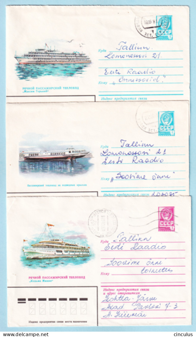 USSR 1980.0616-0812. River Ships. Prestamped Covers (3), Used - 1980-91