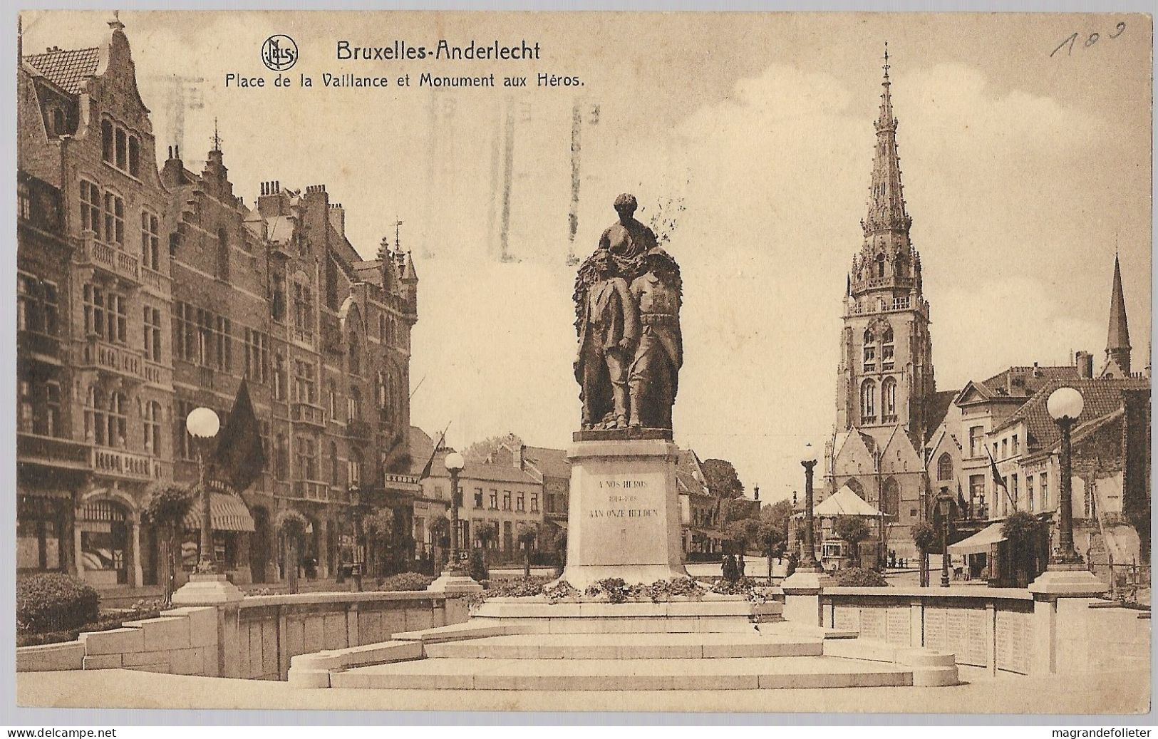 CPA CARTE POSTALE BELGIQUE BRUXELLES-ANDERLECHT PLACE DE LA VAILLANCE ET MONUMENT AUX HEROS 1936 - Anderlecht