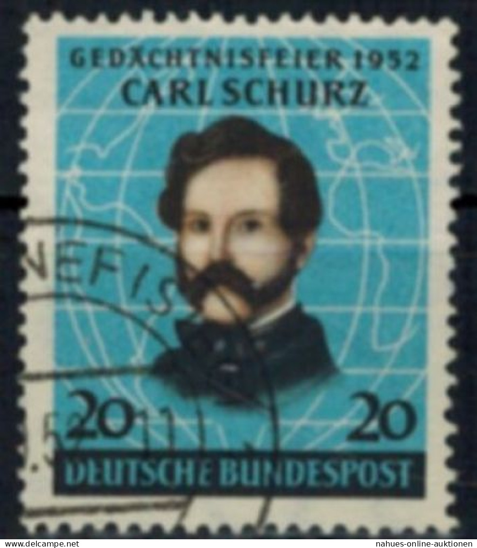 Bund 155 Carl Schurz Pionier Politiker 1952 Sauber Gestempelt - Used Stamps