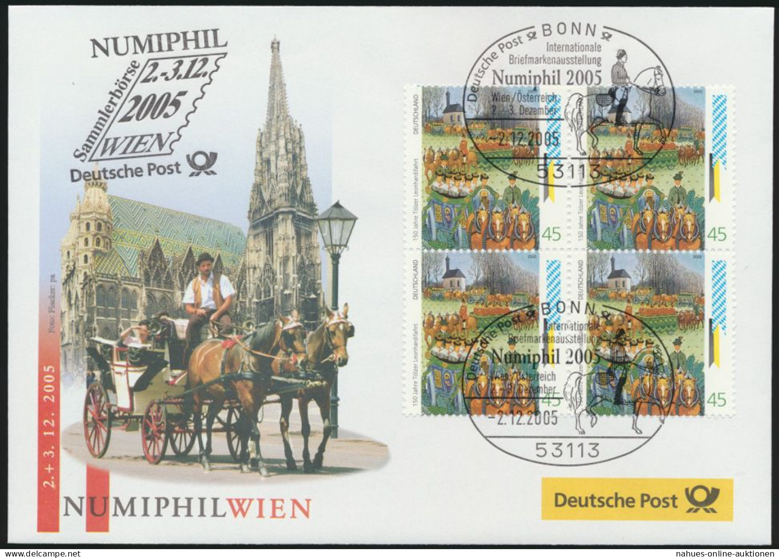 Motiv Philatelie Bund Brief Viererblock 2494 Tradition Numiphil Österreich Wien - Covers & Documents