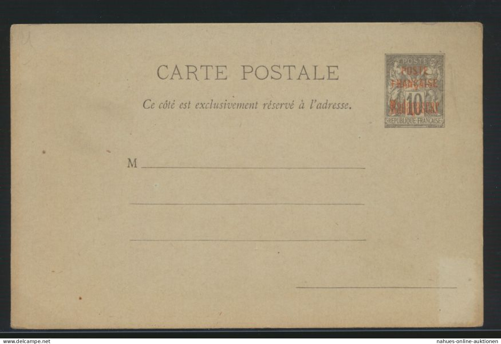 Frankreich Kolonien Ganzsache Madagaskar Postcard France Postal Stationery - Brieven En Documenten
