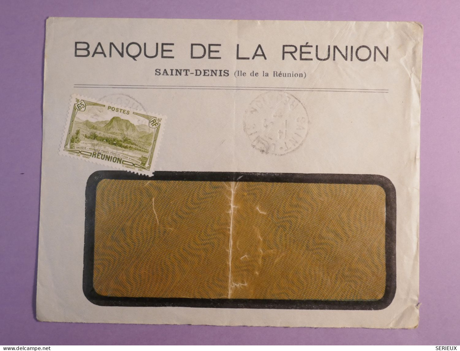 DO 9  REUNION  LETTRE  RARE FENETRE 1938 ST DENIS A TROYES FRANCE  ++ AFF. INTERESSANT++ - Covers & Documents