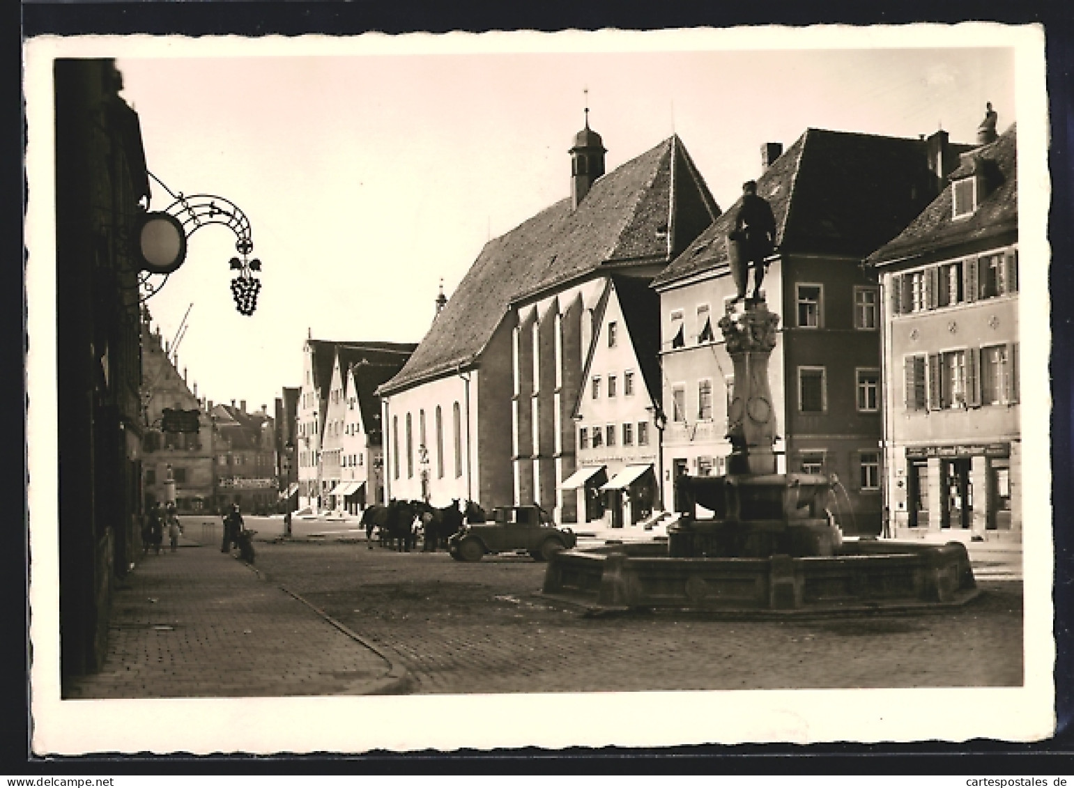 AK Weissenburg I. B., Brunnen Und Kirche In Der Luitpoldstrasse, NSD-Werbebanner Mit  Im Hintergrund  - Weissenburg