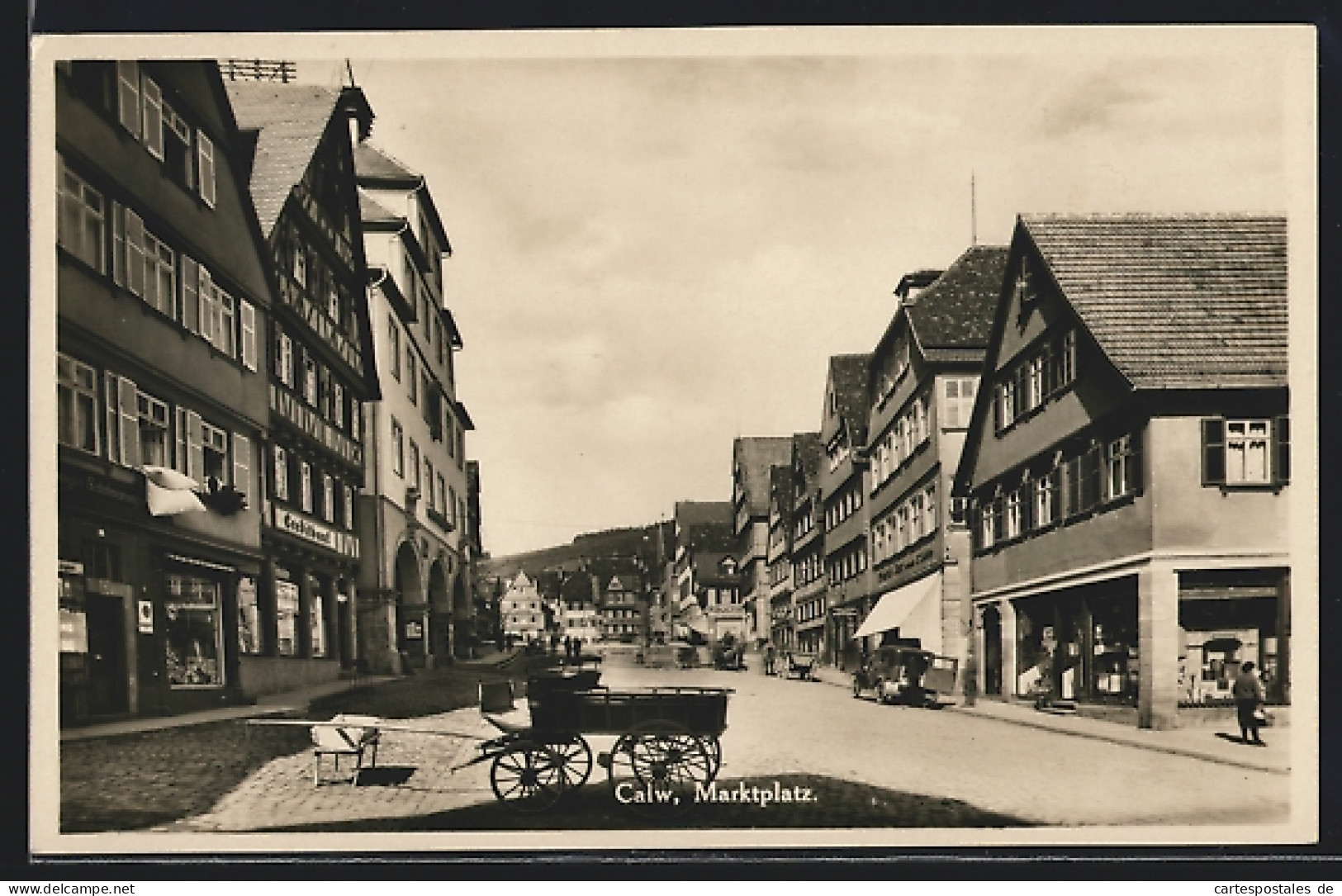 AK Calw, Marktplatz Mit Creditbank Und Geschäften  - Calw