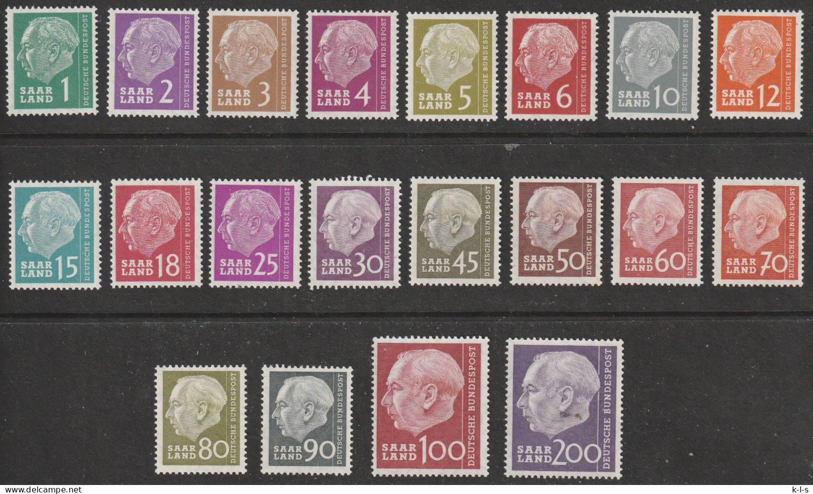 Saarland: 1957, Mi. Nr. 380-99, Bundespräsident Theodor Heuss (I)  **/MNH - Nuovi