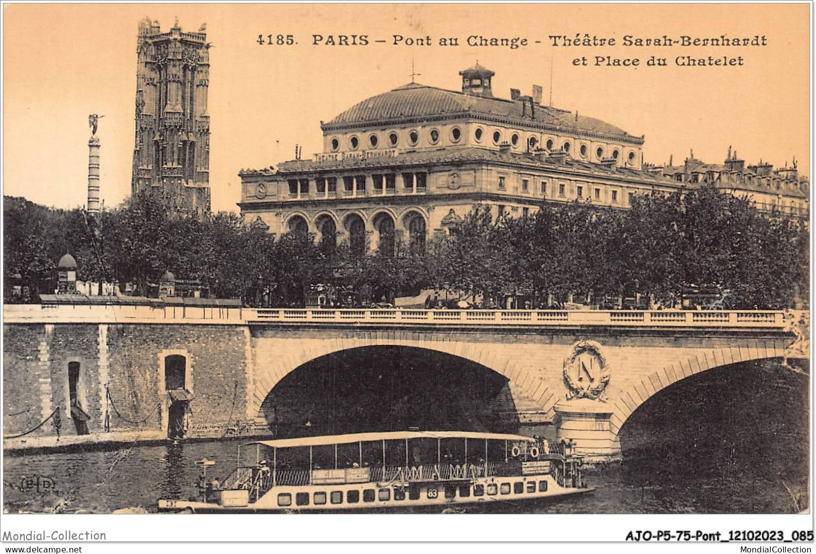 AJOP5-75-0469 - PARIS - PONT - Pont Au Change - Théatre Sarah Bernhardt - Bridges