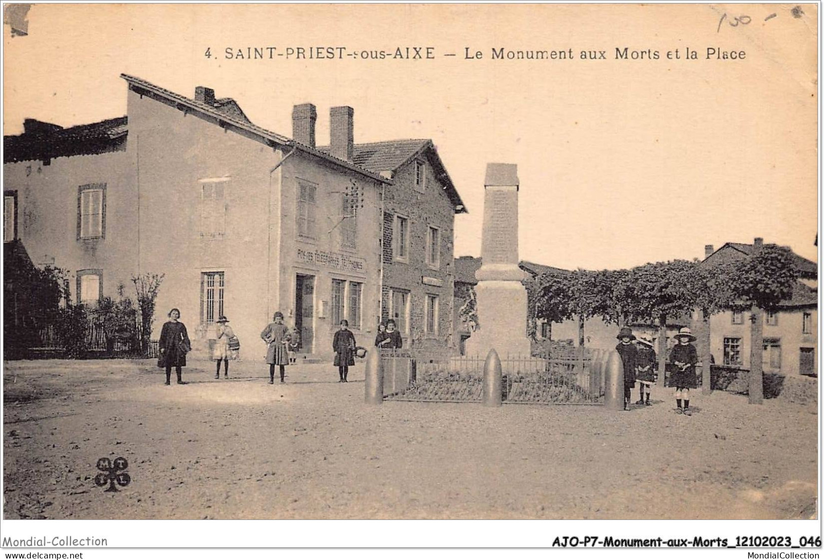 AJOP7-0671 - MONUMENT-AUX-MORTS - Saint-priest-sous-aixe - Le Monument Aux Morts Et La Place - War Memorials