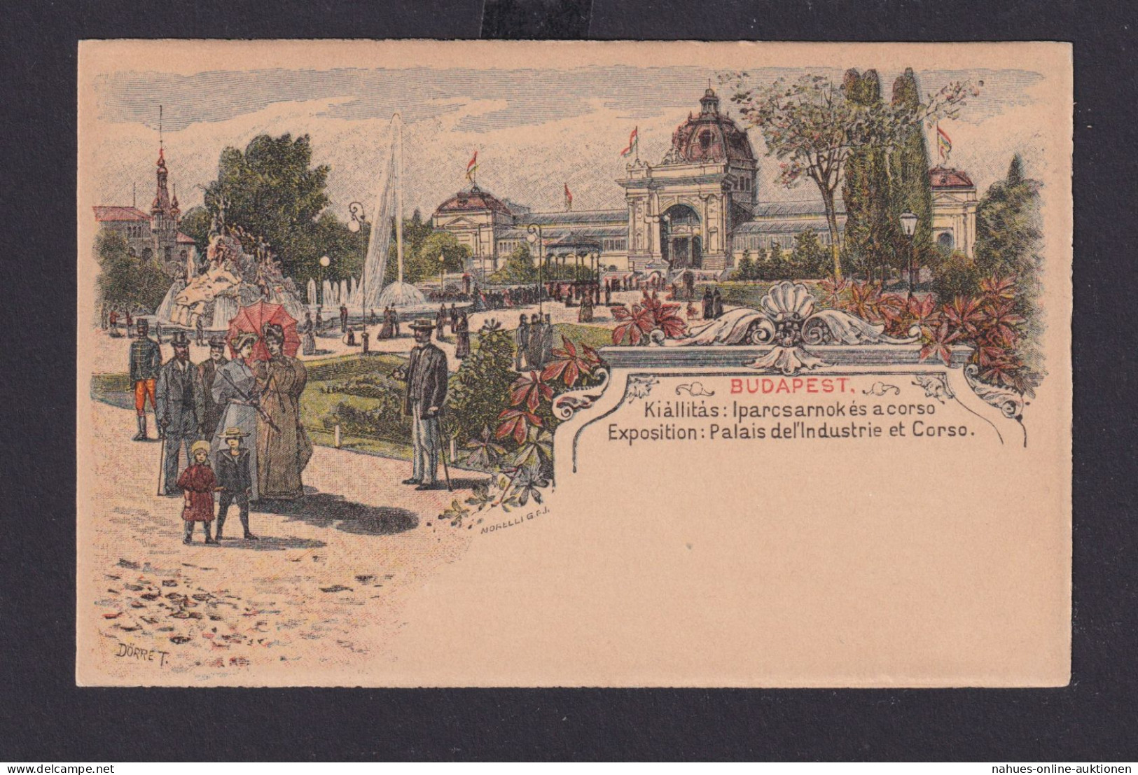 Ungarn Litho Ganzsache 2 Kreuzer Budapest Palais Park Springbrunnen - Covers & Documents