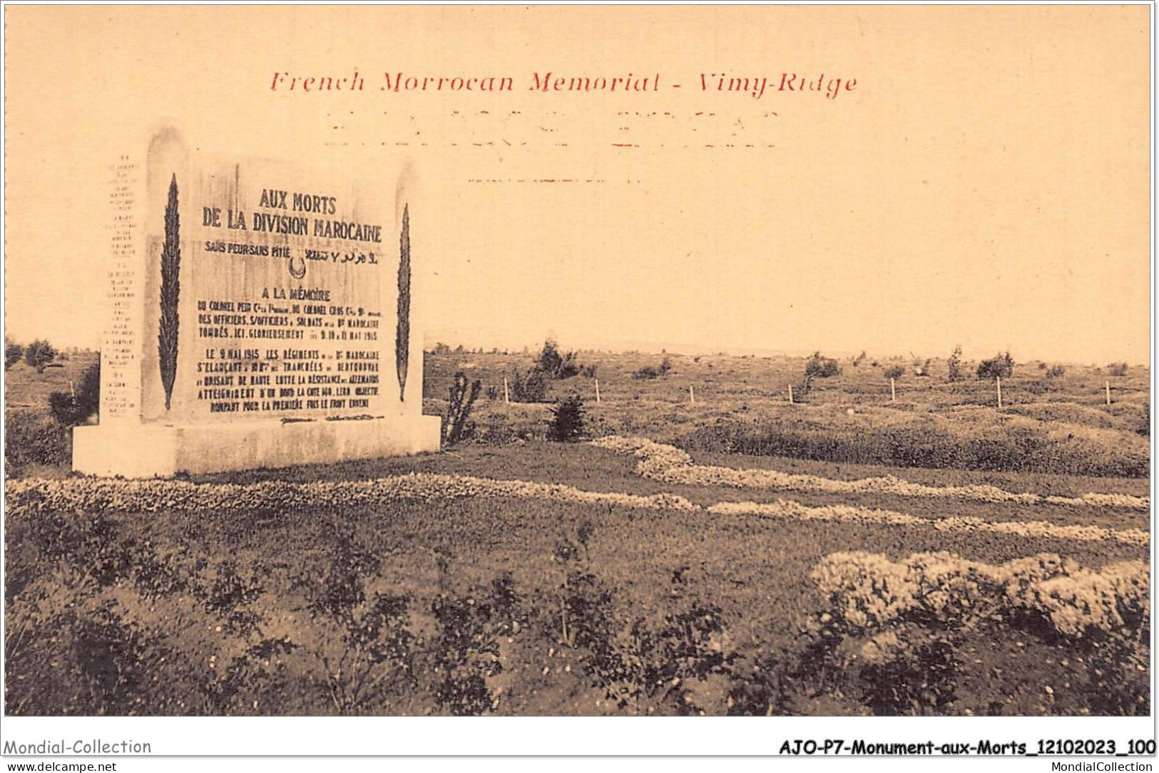 AJOP7-0698 - MONUMENT-AUX-MORTS - French Morrocan Memorial - Vimy-ridge - Monumentos A Los Caídos