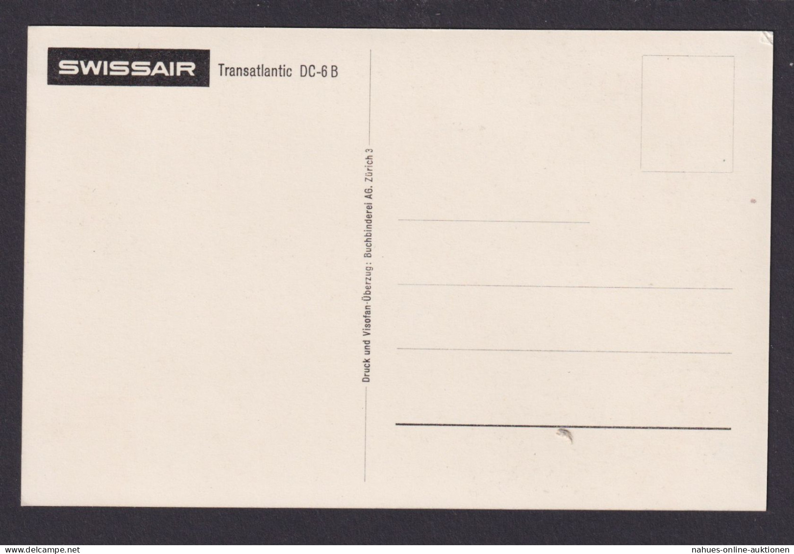 Schweiz Flugpost Ansichtskarte Swissairlines Transatlantic DC 6B Inter. Foto AK - Zeppeline