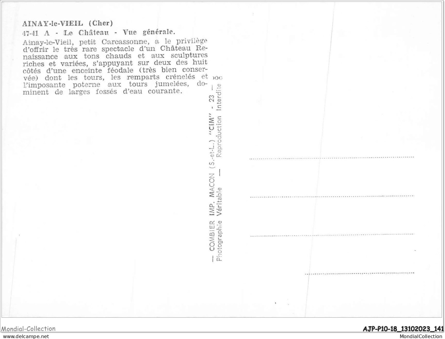 AJPP10-18-1064 - AINAY-LE-VIEIL - Le Chateau - Vue Generale - Ainay-le-Vieil