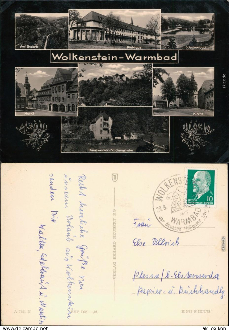 Wolkenstein Drei Straßen, Klubhaus, Schwimmbad, Markt,   1963 - Wolkenstein