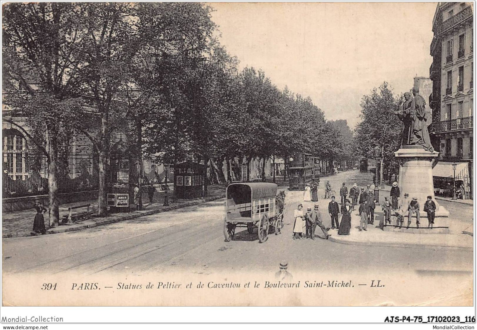 AJSP4-75-0361 - PARIS - Statues De Peltier Et De Caventou Et Le Boulevard Saint-michel - Statuen