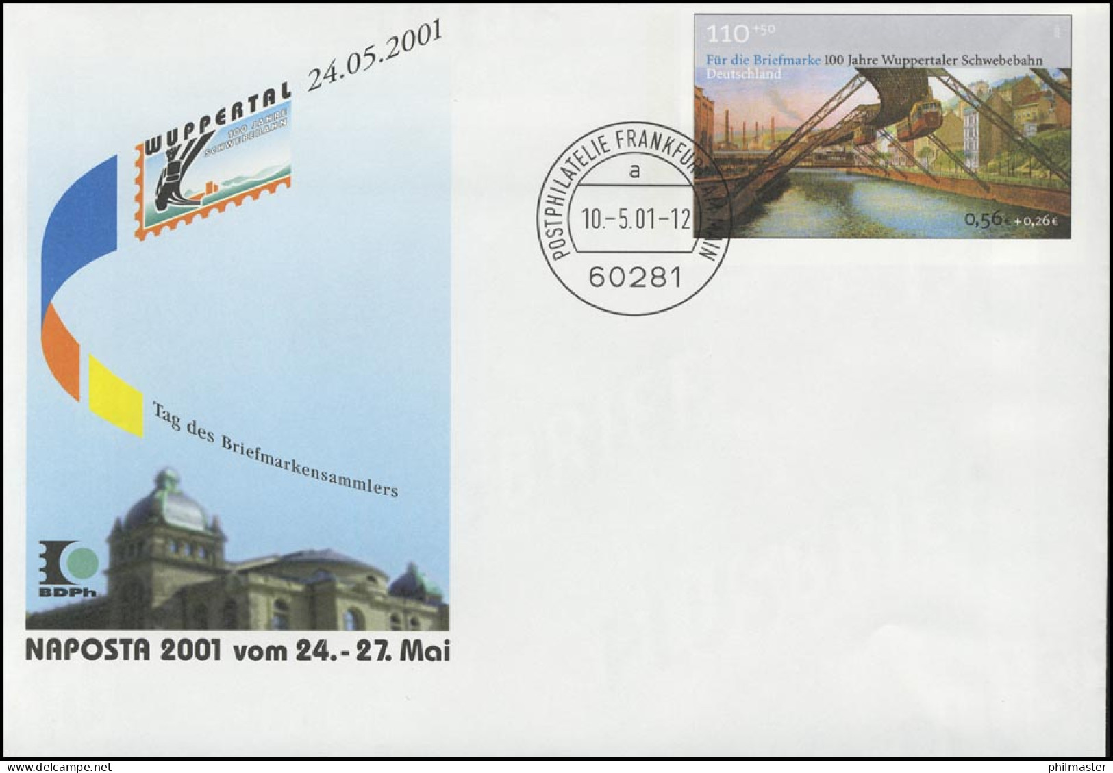 USo 28 NAPOSTA Und Wuppertaler Schwebebahn 2001, VS-O Frankurt 10.5.2001 - Enveloppes - Neuves