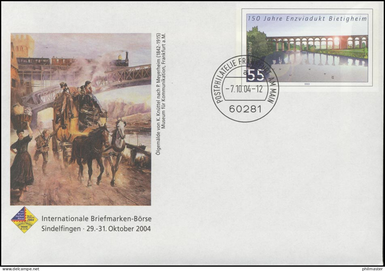 USo 83 Sindelfingen-Börse Post Und Eisenbahn 2004,  VS-O Frankfurt 7.10.04 - Covers - Mint