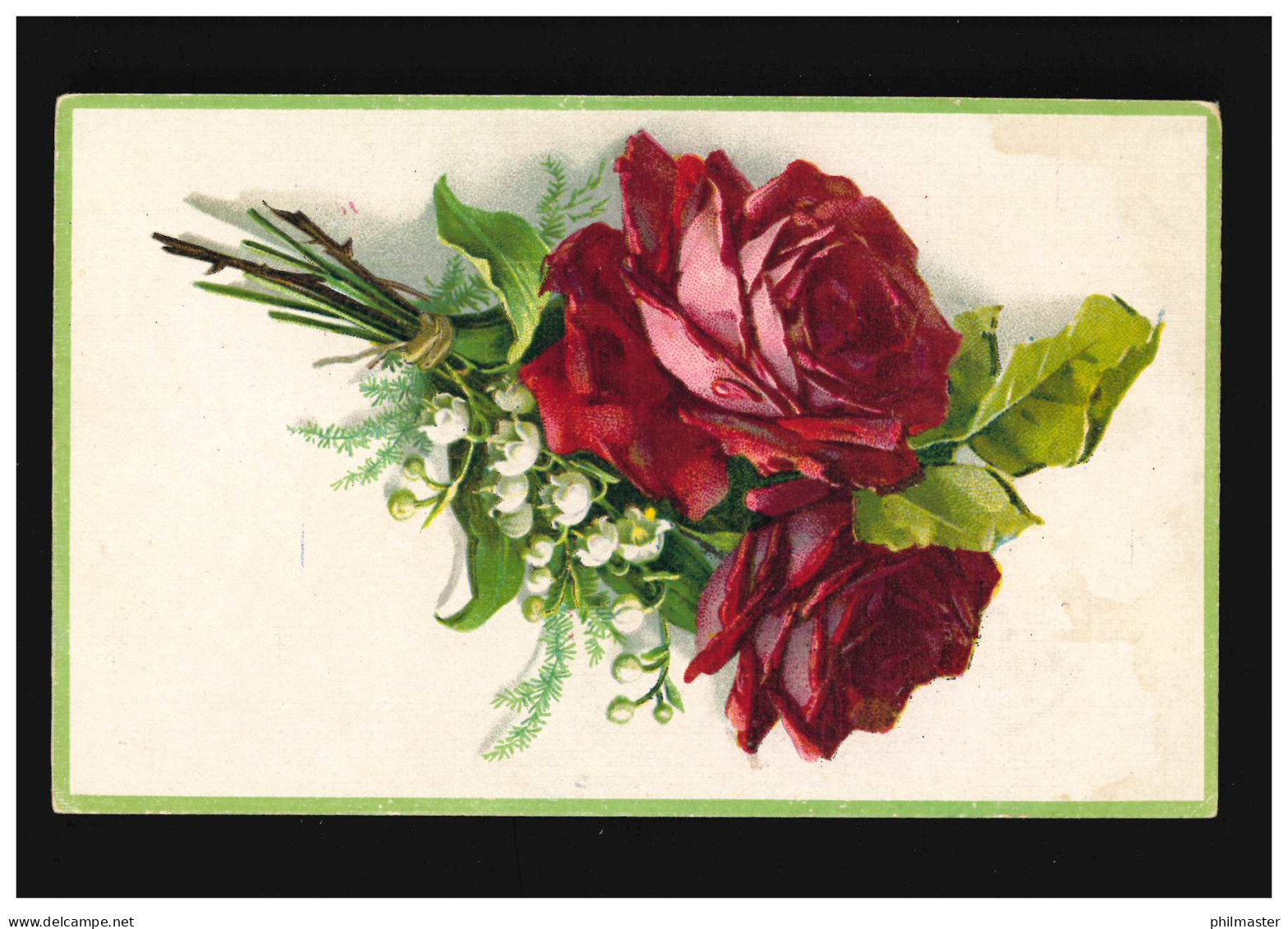 AK Blumen Strauß Rote Rosen Maiglöckchen; Kamenz (Sachsen) 4.5.1919 - Autres & Non Classés