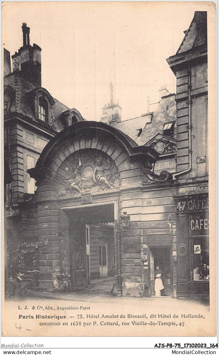 AJSP8-75-0792 - PARIS HISTORIQUE - Hôtel Amelot De Bisseuil - Dit Hôtel De Hollande - Cafés, Hotels, Restaurants