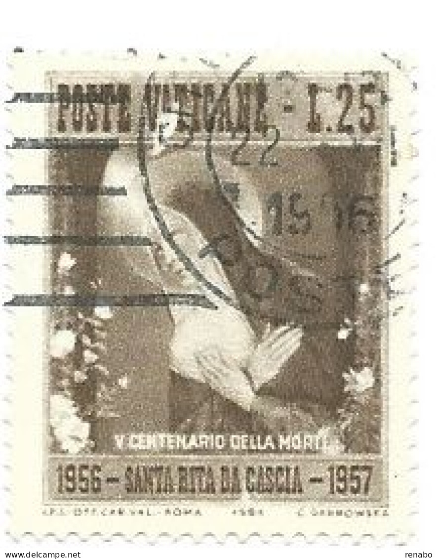 Vaticano 1956; Santa Rita Da Cascia : Lire 25 Bruno, Usato. - Used Stamps