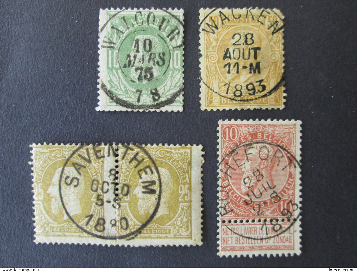 BELGIQUE 5 Timbres WALCOURT 1875 SAVENTHEM 1880 WACKEN ROCHEFORT 1893 Leopold II Belgie Belgium Timbre Stamps - Andere & Zonder Classificatie