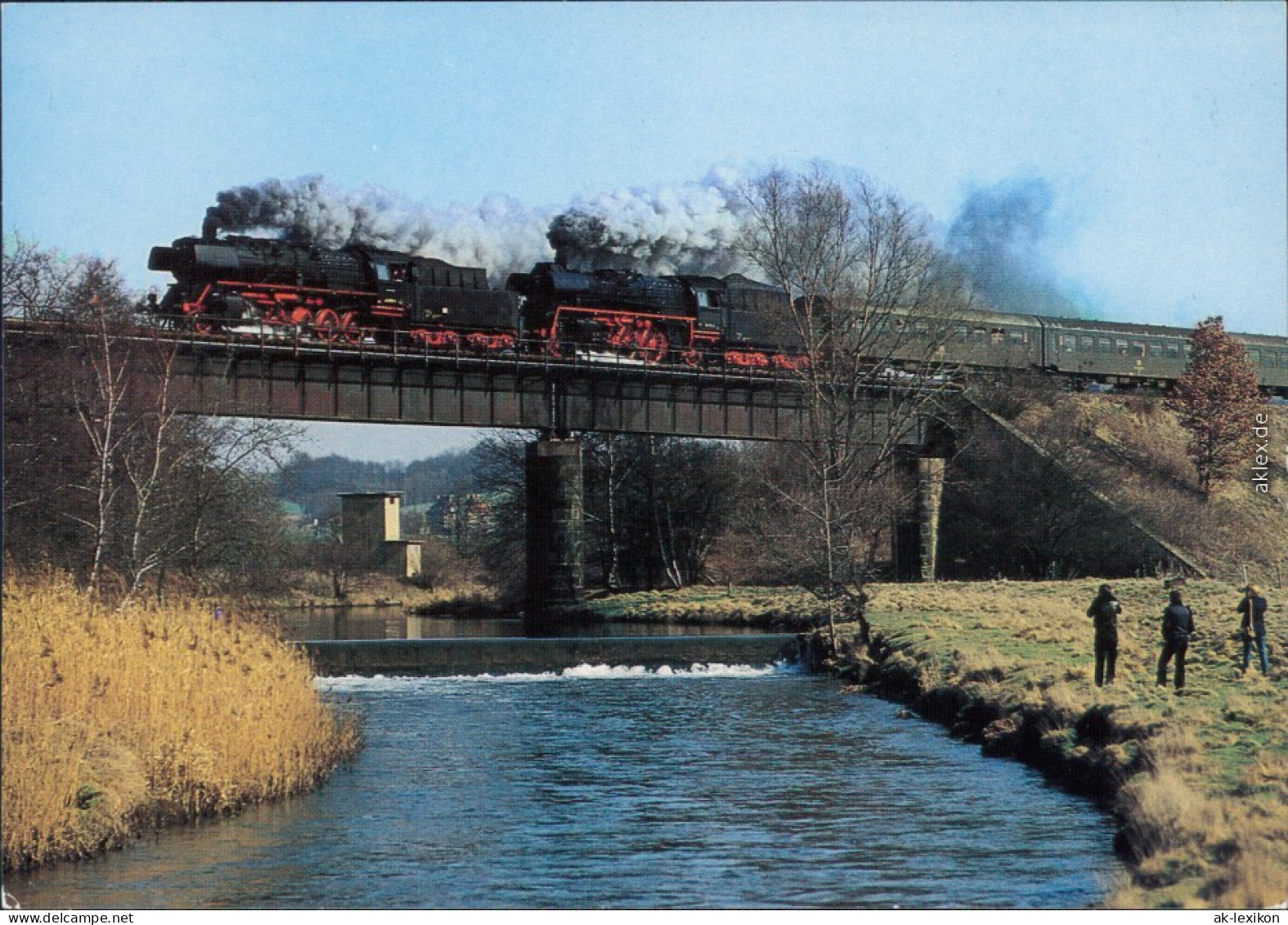 Nossen Eisenbahnbrücke über Freiberger Mulde Dampflokomotive Bild Heimat 1988 - Nossen