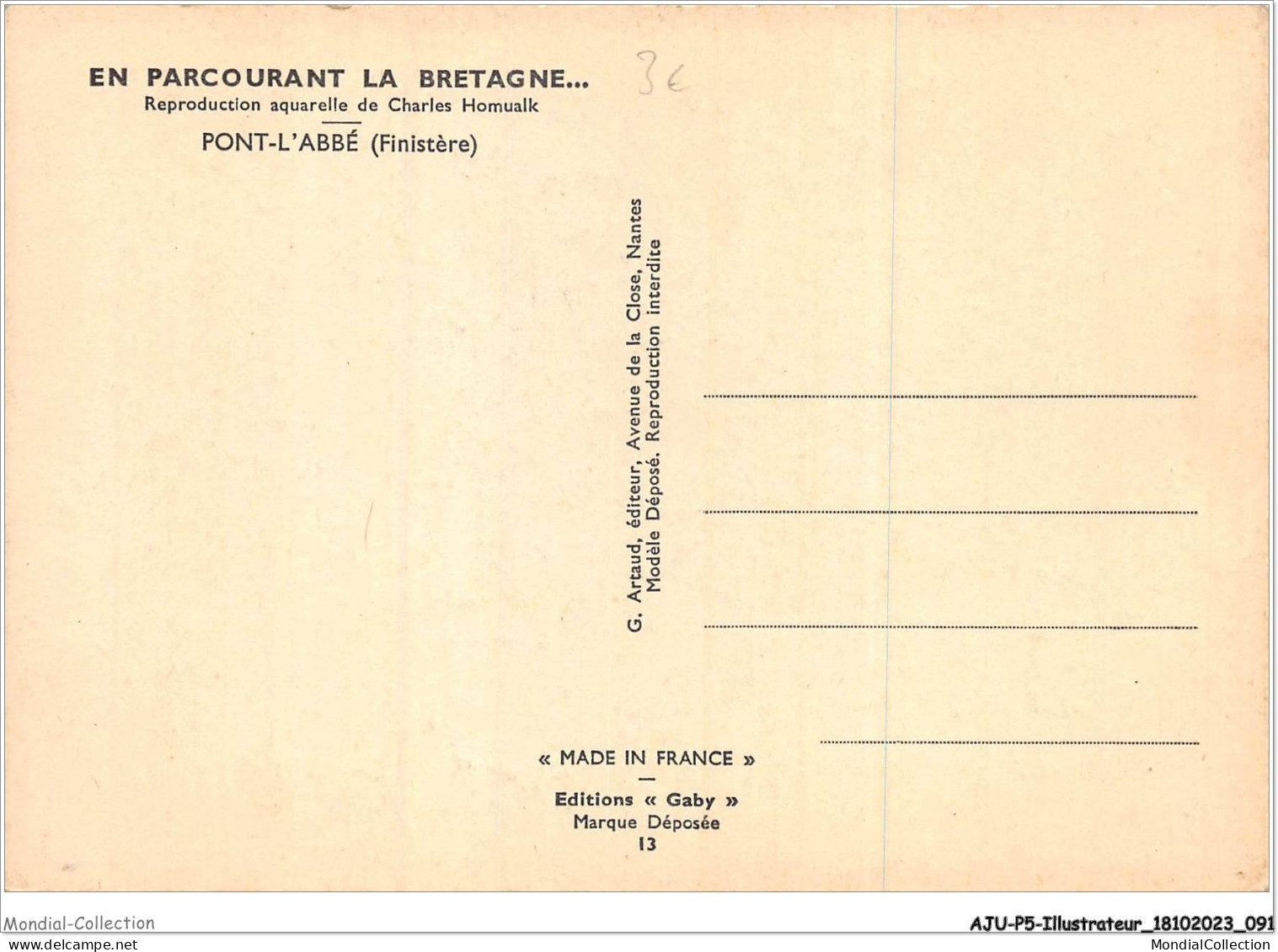 AJUP5-0425 - ILLUSTRATEUR - HOMUALK - En Parcourant La Bretagne - Pont-l'abbé - Finistère  - Homualk