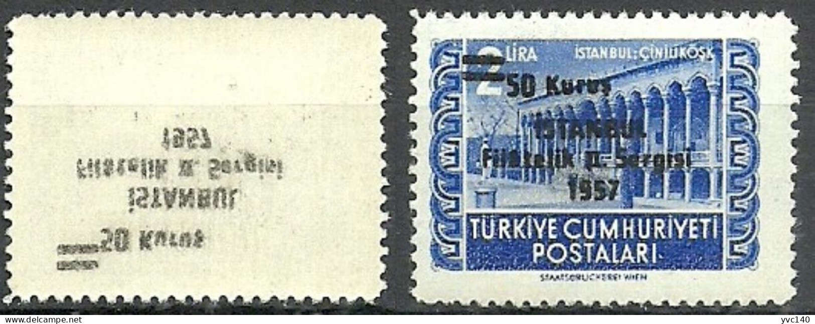 Turkey; 1957 Surcharged Commemorative Stamp For Istanbul Philately Exhibition ERROR "Abklatsch Surcharge" - Ungebraucht