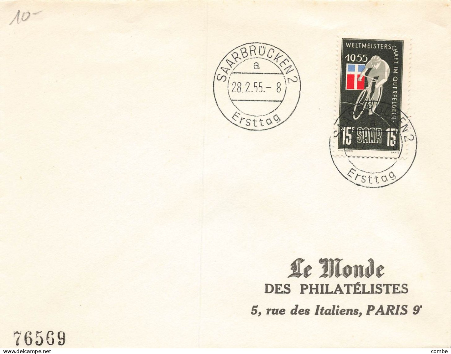 LETTRE. 28 2 55. SAARBRUCKEN  POUR LA FRANCE - Covers & Documents