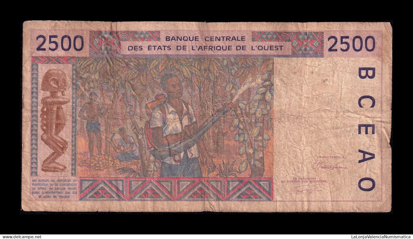 West African St. Senegal 2500 Francs BCEAO 1993 Pick 712Kb Bc F - États D'Afrique De L'Ouest