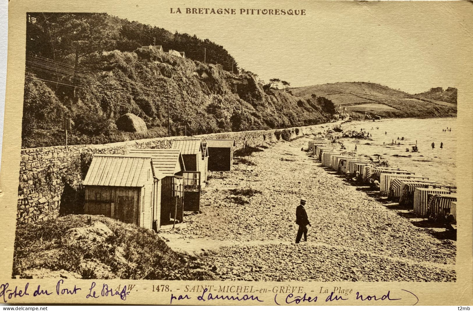 CPA SAINT MICHEL EN GREVE (Côtes D'Armor) - La Plage (n°1478) - Saint-Michel-en-Grève