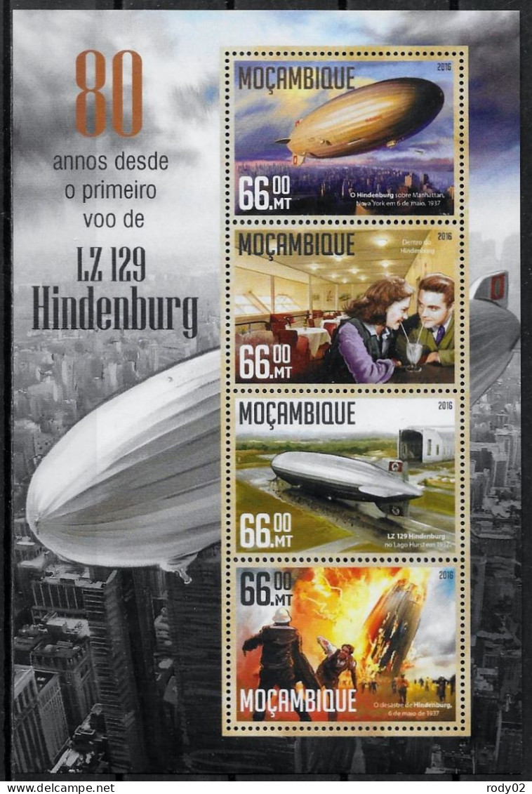 MOZAMBIQUE - AVIATION - HINDENBURG - N° 7002 A 7005 ET BF 1077 - NEUF** MNH - Zeppelins