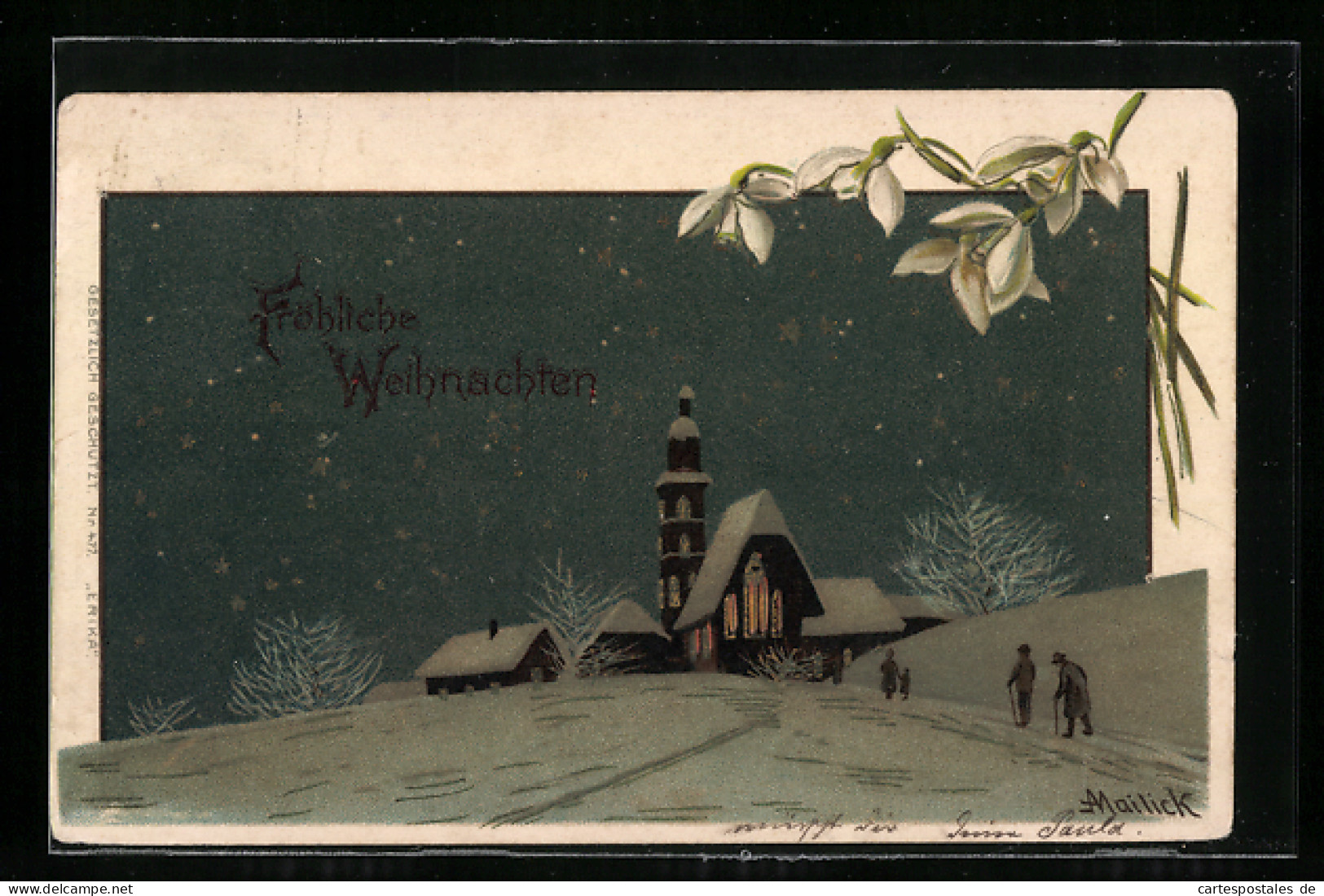 Künstler-AK Alfred Mailick: Verschneite Kirche In Der Weihnachtsnacht  - Mailick, Alfred