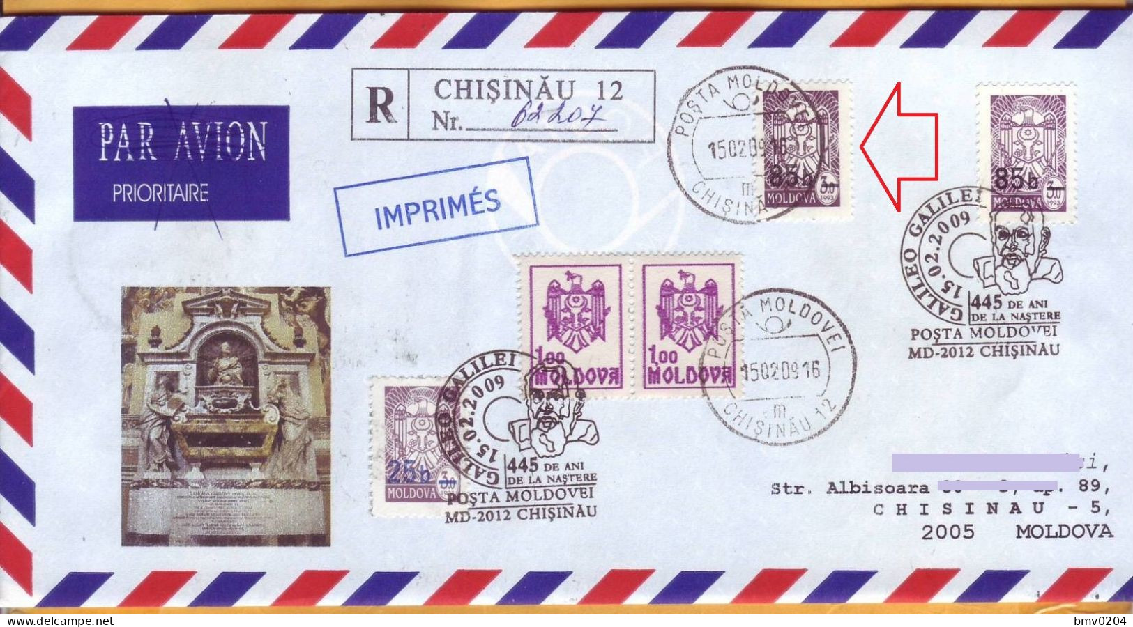 2009 Moldova  Special Postmark "445 Years Since The Birth Of Galileo Galilei"  Overprint 0,85 Mi68w-585а - Moldavië