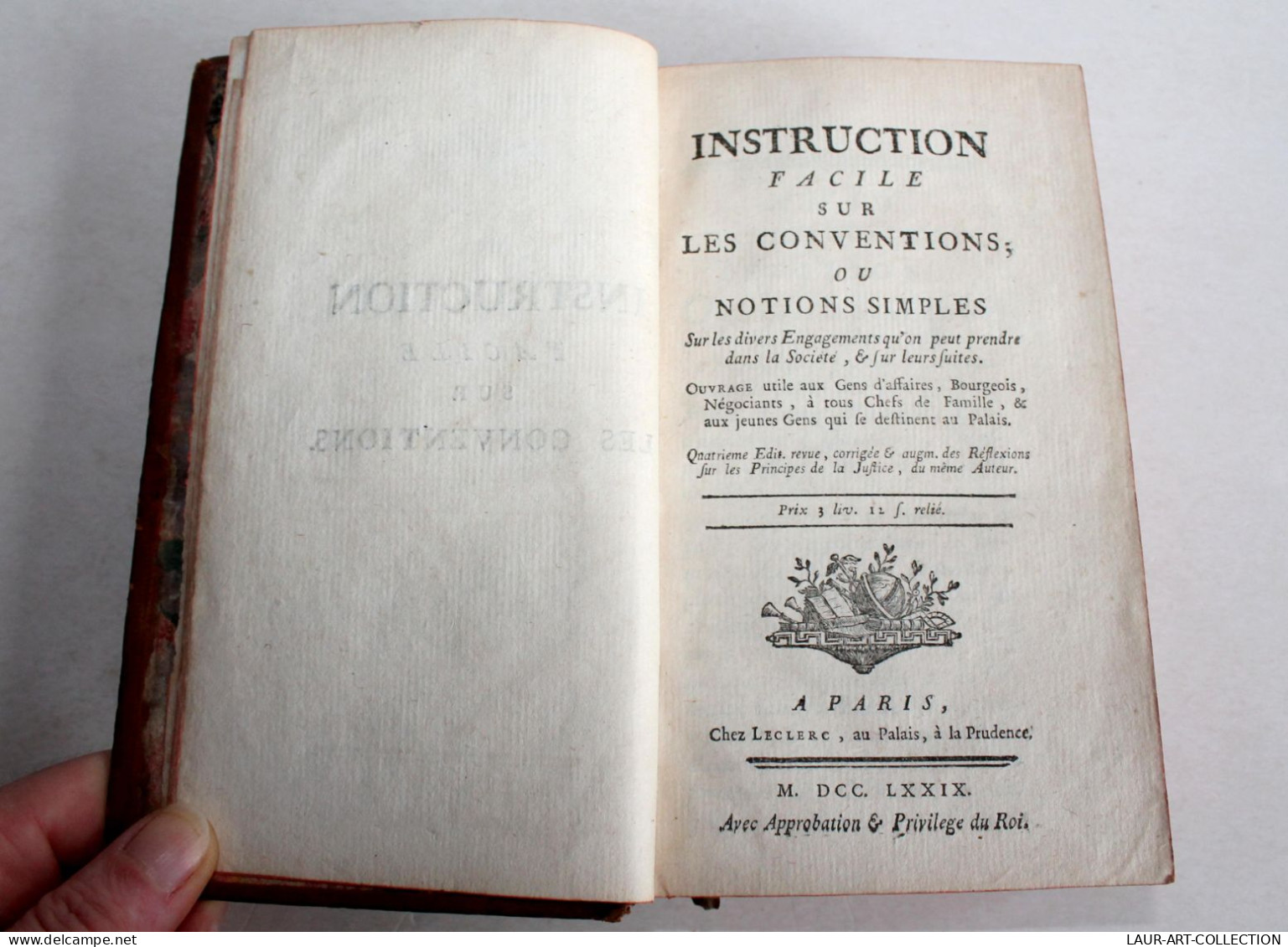 INSTRUCTION FACILE SUR LES CONVENTIONS OU NOTIONS SIMPLES DANS LA SOCIETE 1779 / LIVRE ANCIEN XVIIIe SIECLE (2204.58) - 1701-1800