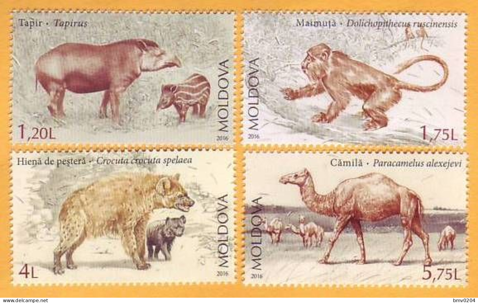 2016  Moldova Moldavie Moldau  Extinct Animals. Mint Prehistoric Animals. Fauna  Set 4v Mint - Prehistorisch