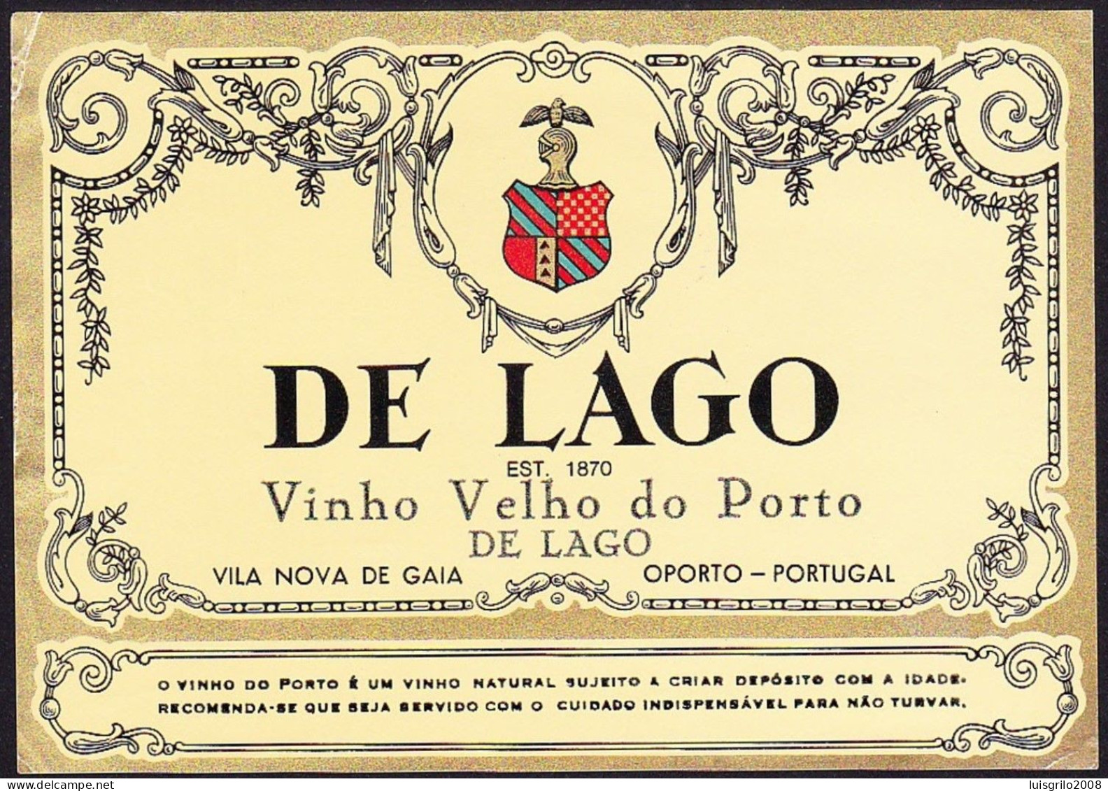 Port Wine Label, Portugal - DE LAGO Vinho Velho Do Porto -|-Vila Nova De Gaia, Oporto - Altri & Non Classificati