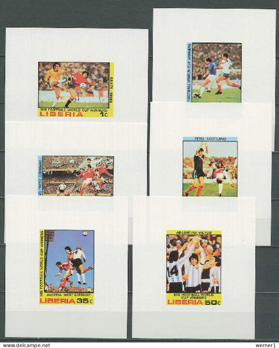 Liberia 1978 Football Soccer World Cup Set Of 6 S/s Imperf. MNH -scarce- - 1978 – Argentine