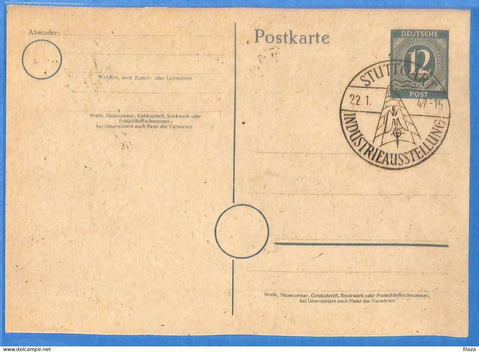 Allemagne Zone AAS 1947 - Carte Postale De Stuttgart - G33107 - Otros & Sin Clasificación