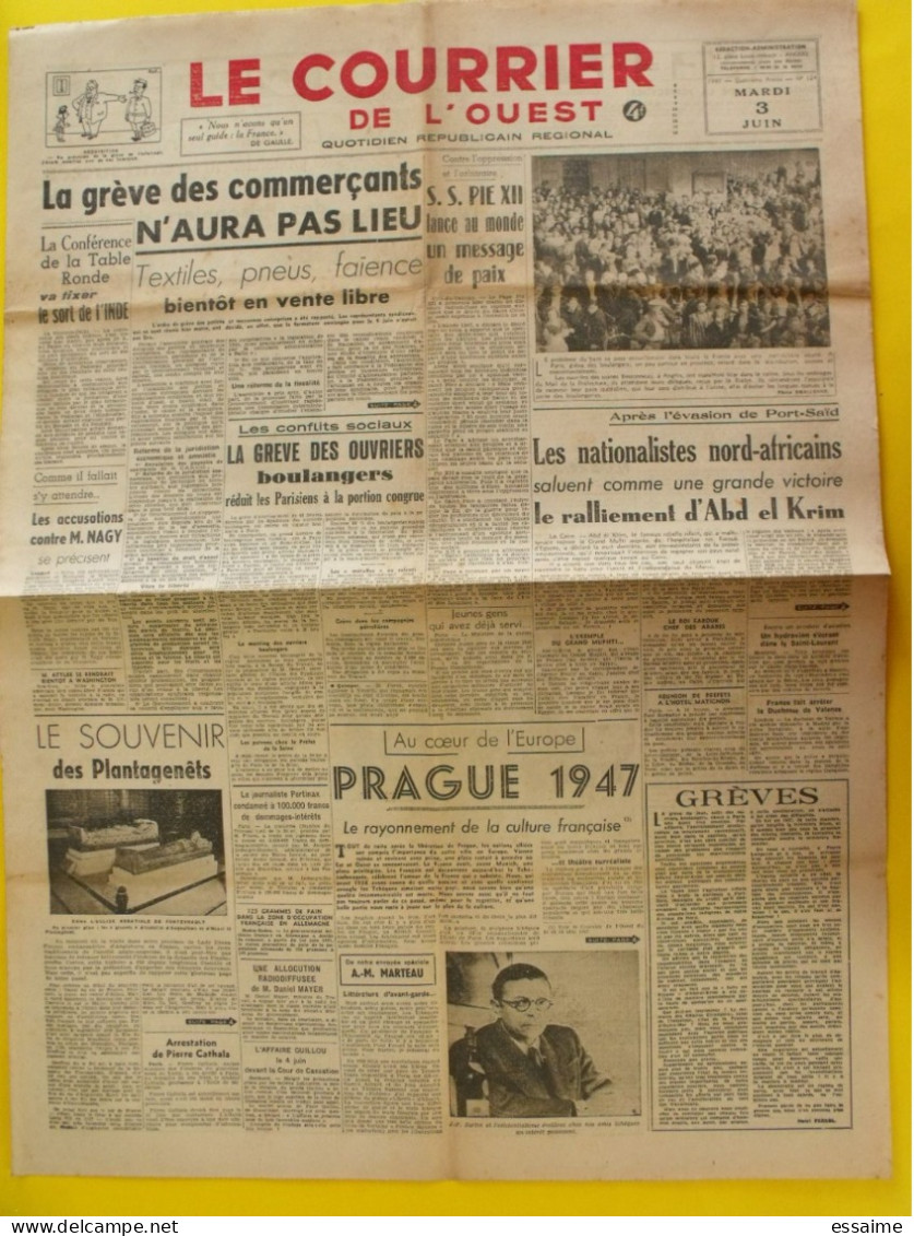 4 N° Journal Le Courrier De L'Ouest De 1947-48 De Gaulle Leopold III épuration Touya Irgoun Haganah Palestine - Otros & Sin Clasificación