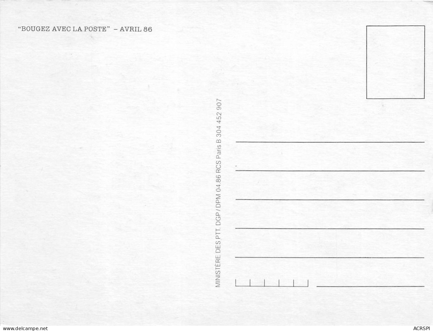 LA POSTE Bougez Avec La Poste Avril 86(SCAN RECTO VERSO)NONO0059 - Postal Services