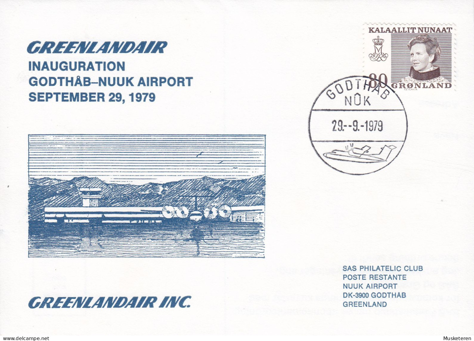 Greenlandair Inauguration GODTHÅB-NUUK Airport 29th September 1977 Cover Brief Lettre Margrethe II. (Cz. Slania) - Lettres & Documents