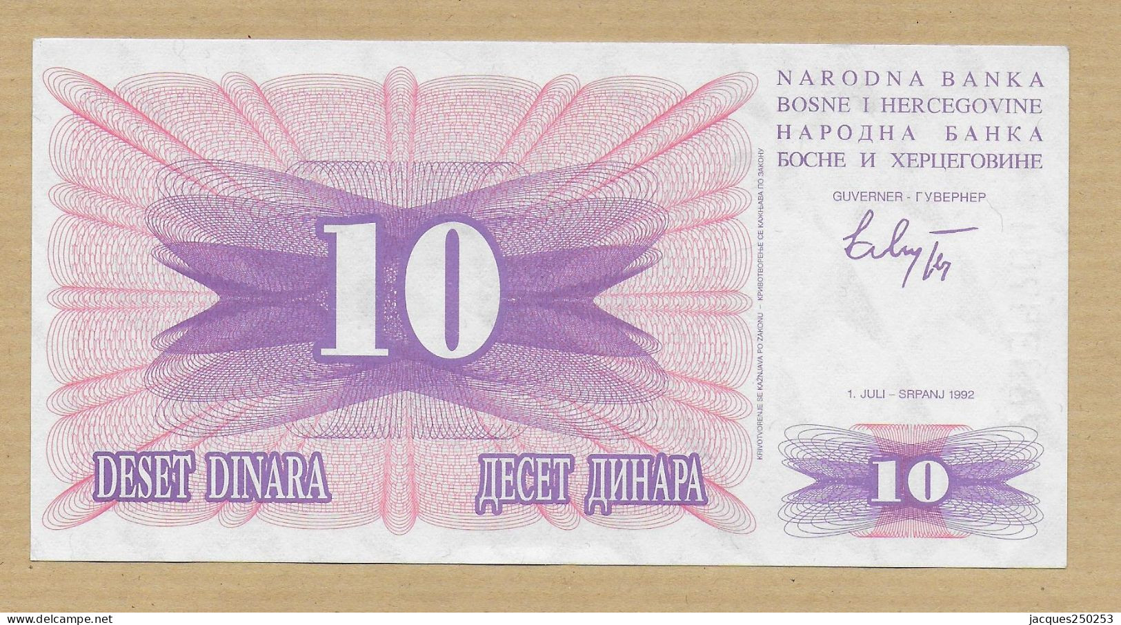 10 Dinara 1992   NEUF - Bosnie-Herzegovine