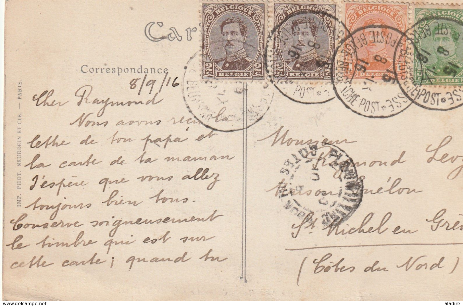 1914/1918 - Collection de 9 enveloppes et cartes - SAINTE ADRESSE - gouvernement belge en exil - Poste belge - Belgisch