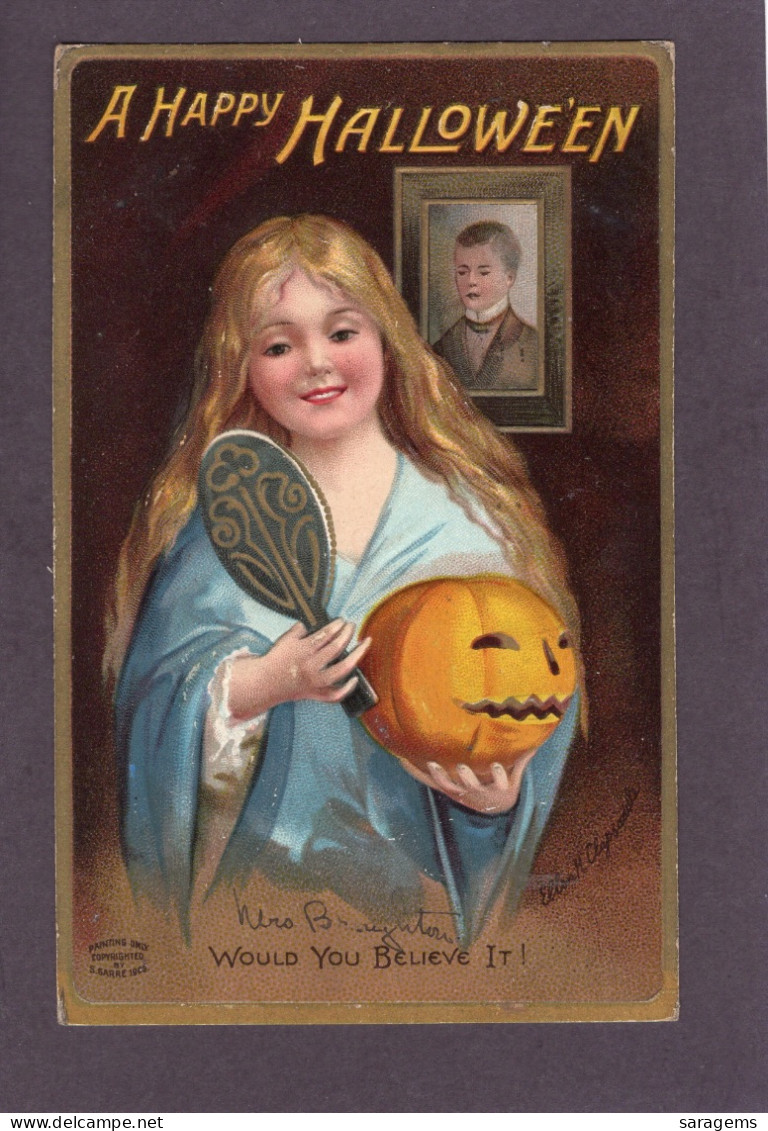 Ellen Clapsaddle(signed) - Halloween,"Would You Believe It?" Garre 1909 - Antique Postcard - Clapsaddle