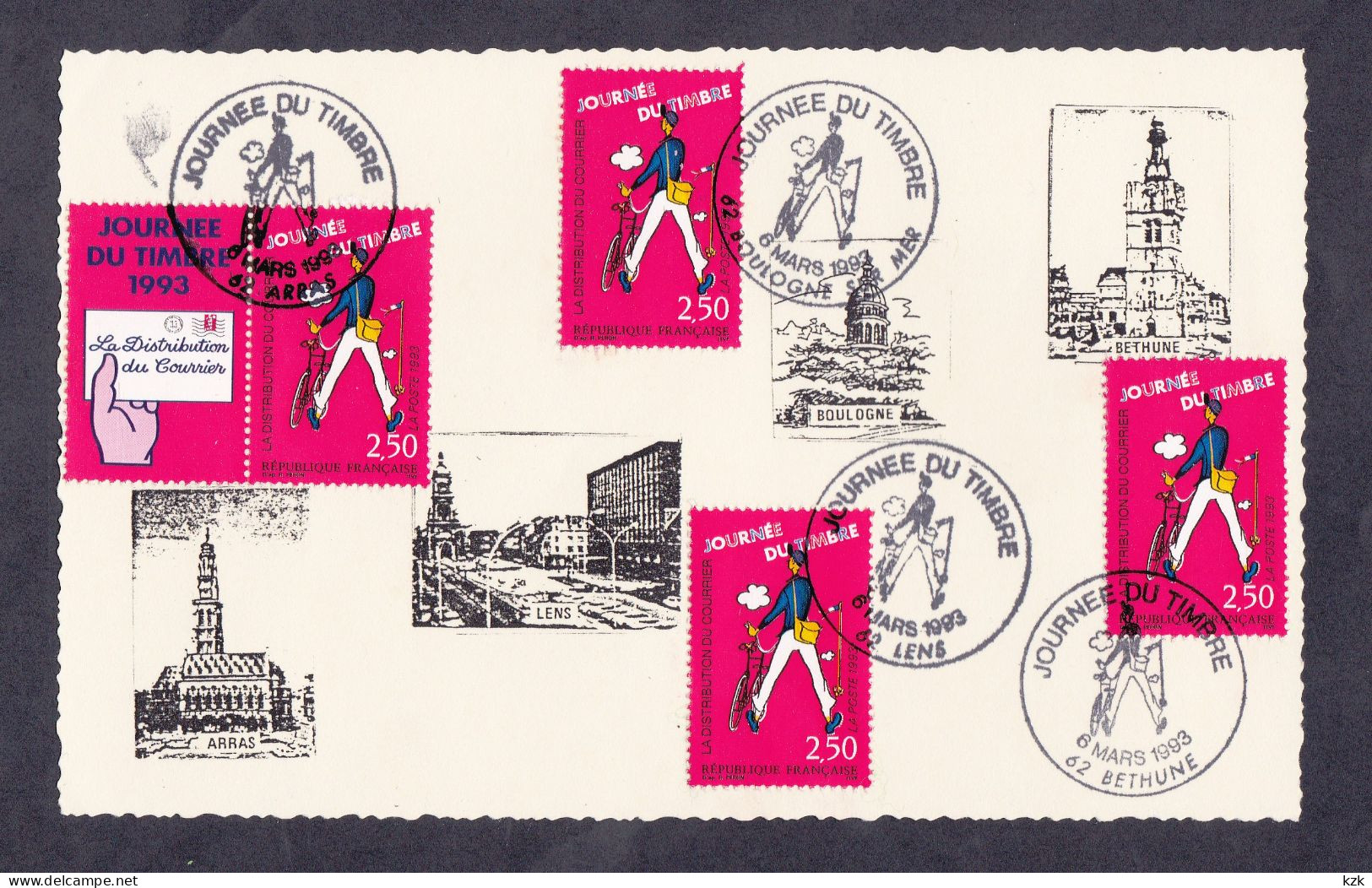 2 09	9307	-	J Du Timbre - 4 Oblitérations Différentes Du 6/03/1993 - Stamp's Day