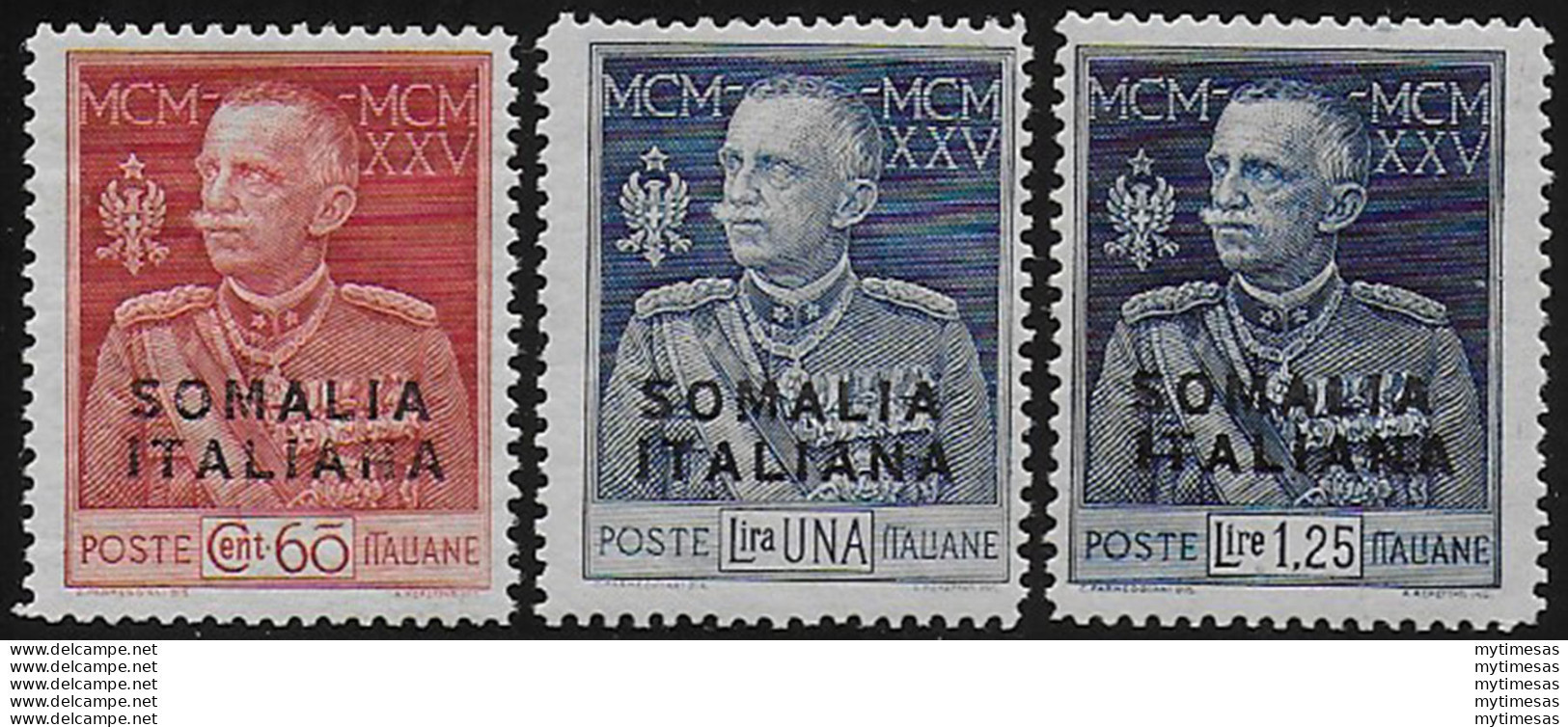 1925-26 Somalia Giubileo P. 13½ MNH Sassone N. 70/72 - Autres & Non Classés